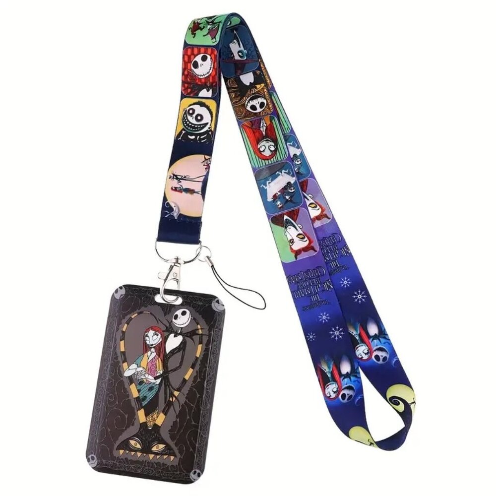Nightmare Before Christmas Jack & Sally Skellington Lanyard with Card Holder - Picture 1 of 2